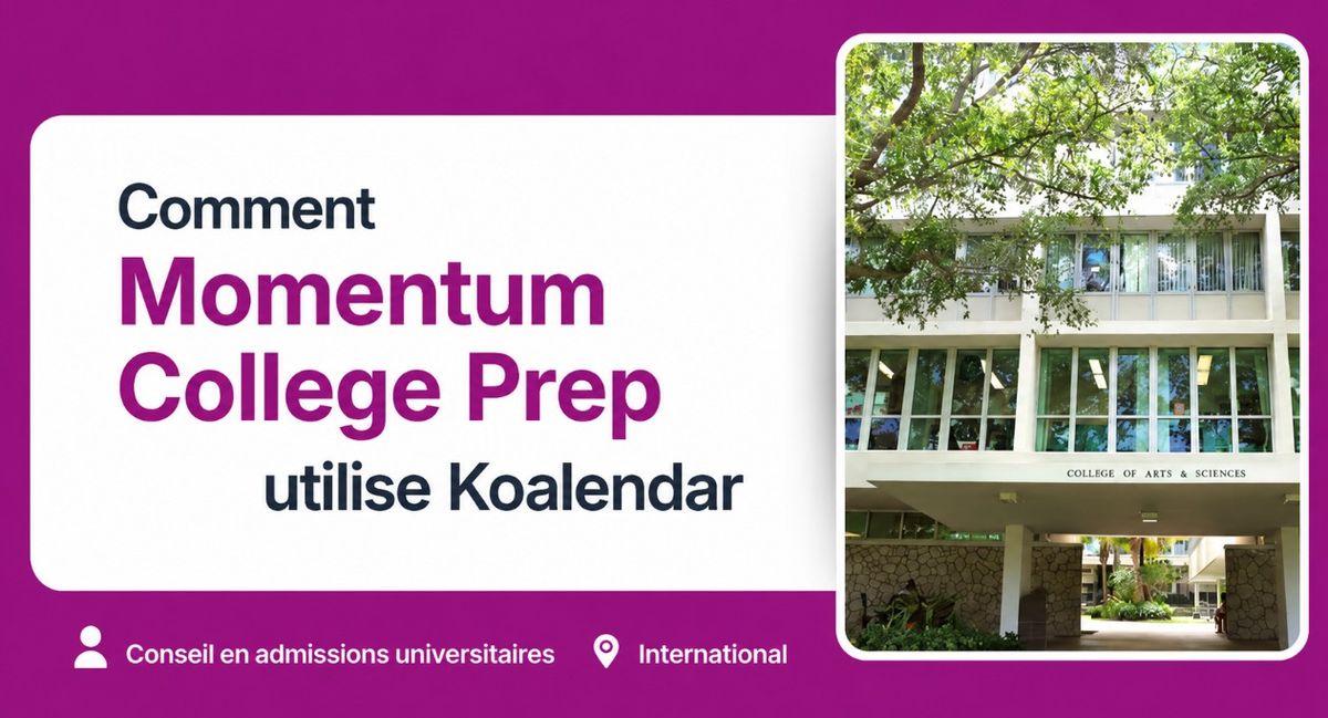Graphique principal de l’étude de cas Momentum College Prep montrant un bâtiment de campus universitaire et le texte
